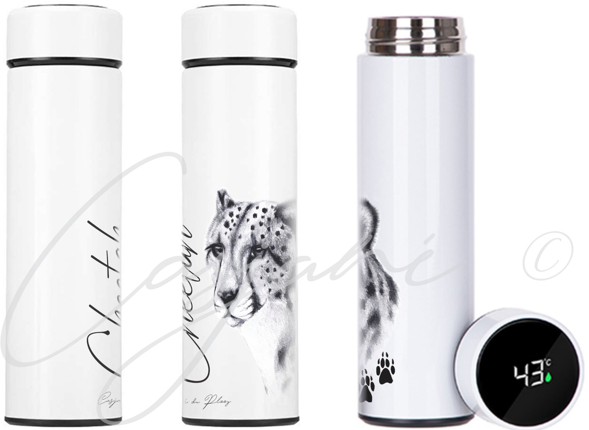 Cheetah 450ml Thermal flask - Casjané du Plooy Art
