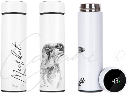 Meerkat 450ml Thermal flask - Casjané du Plooy Art
