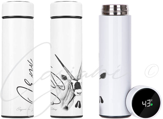 Oryx 450ml Thermal flasks front view - Hand-Drawn by Casjané du plooy Art