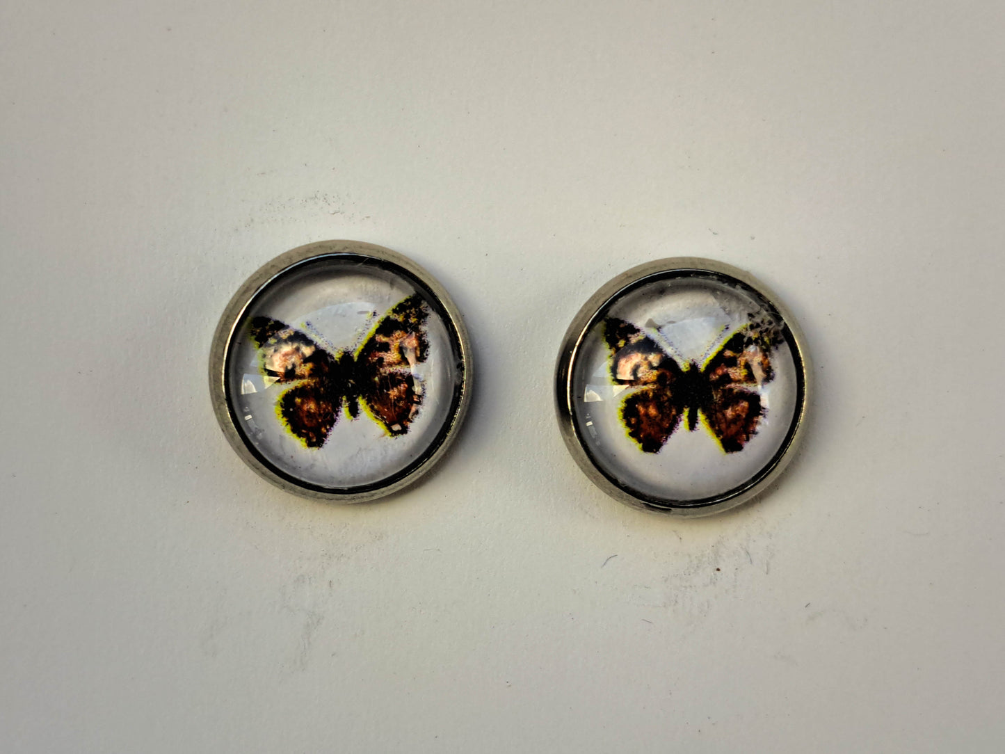 Butterfly Art Stud Earrings – Stainless Steel | Hand-Drawn Nature Jewellery