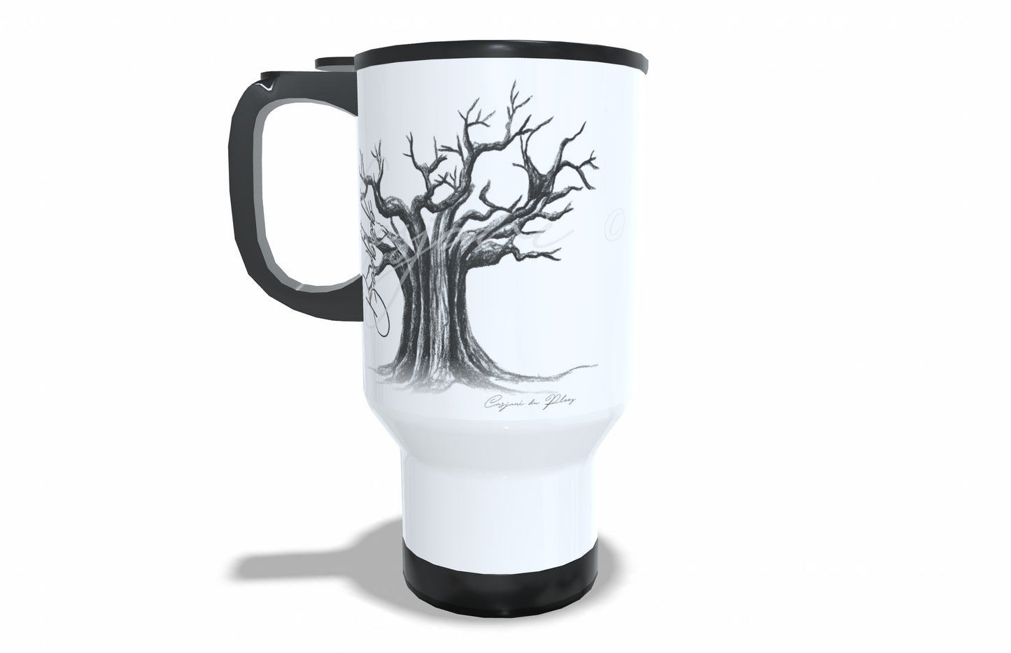 Baobab Stainless Steel Travel Mug front view - Hand-Drawn by Casjané du Plooy Art