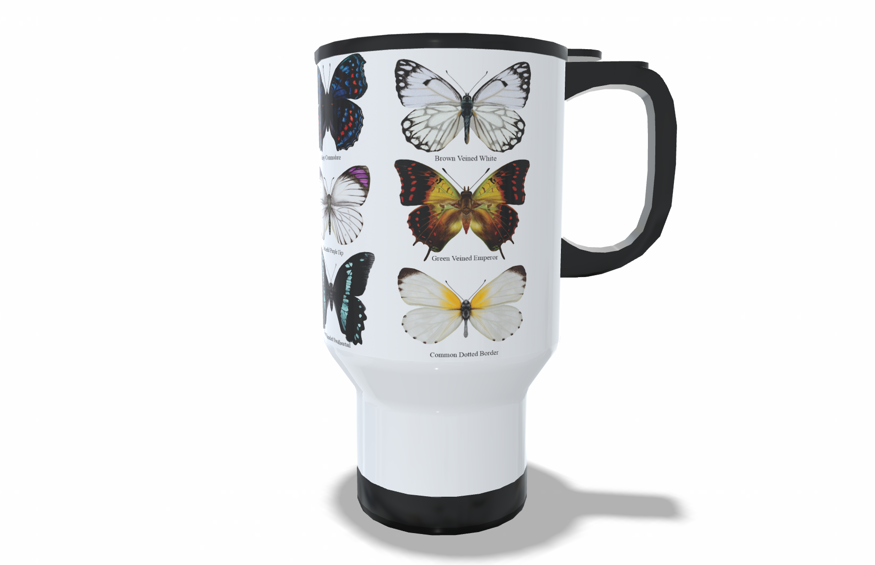Butterfly Stainless Steel Travel Mug right view - Hand-Drawn by Casjané du Plooy Art