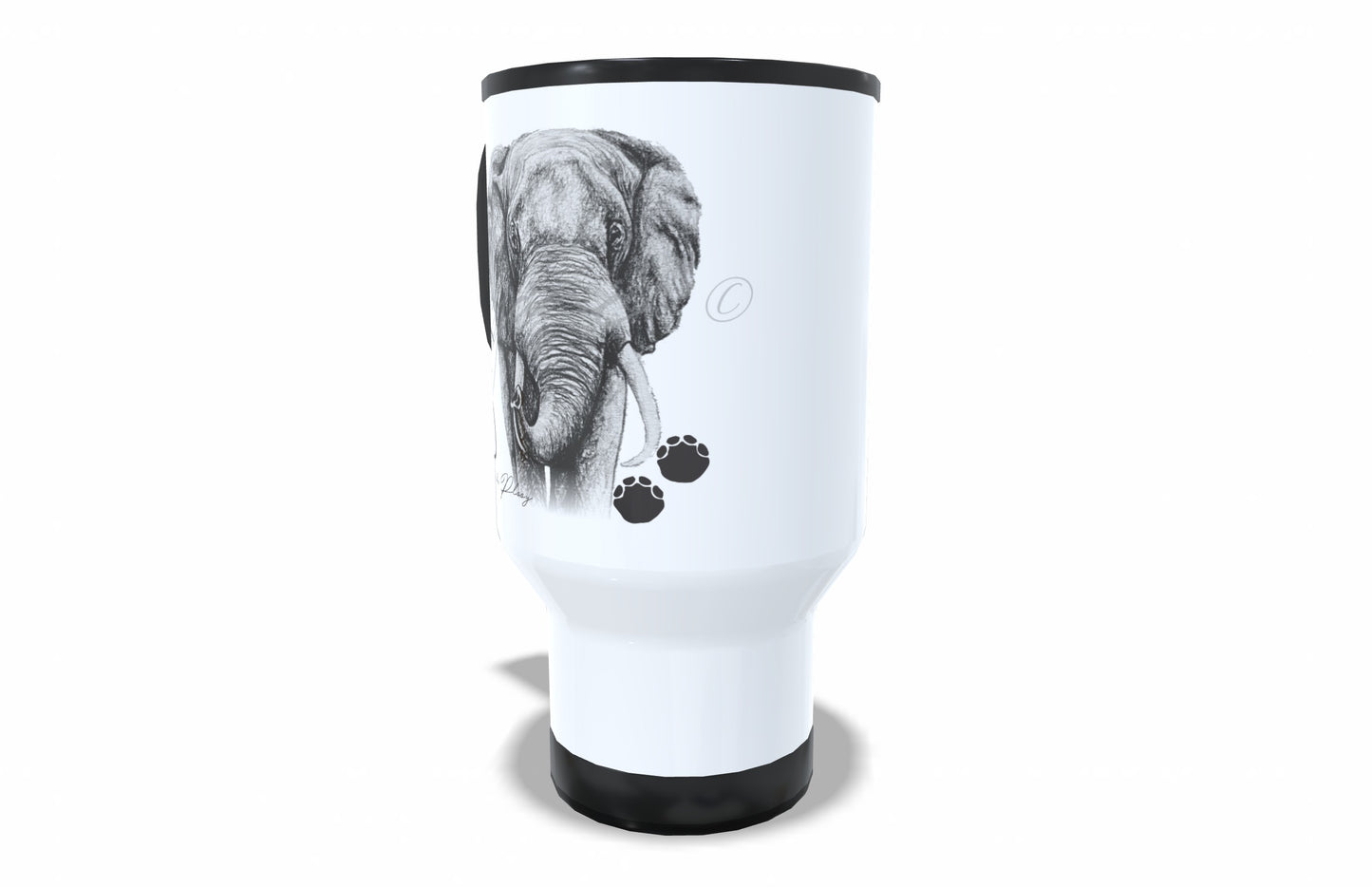 Elephant Stainless Steel Travel Mug right view - Hand-Drawn by Casjané du Plooy Art