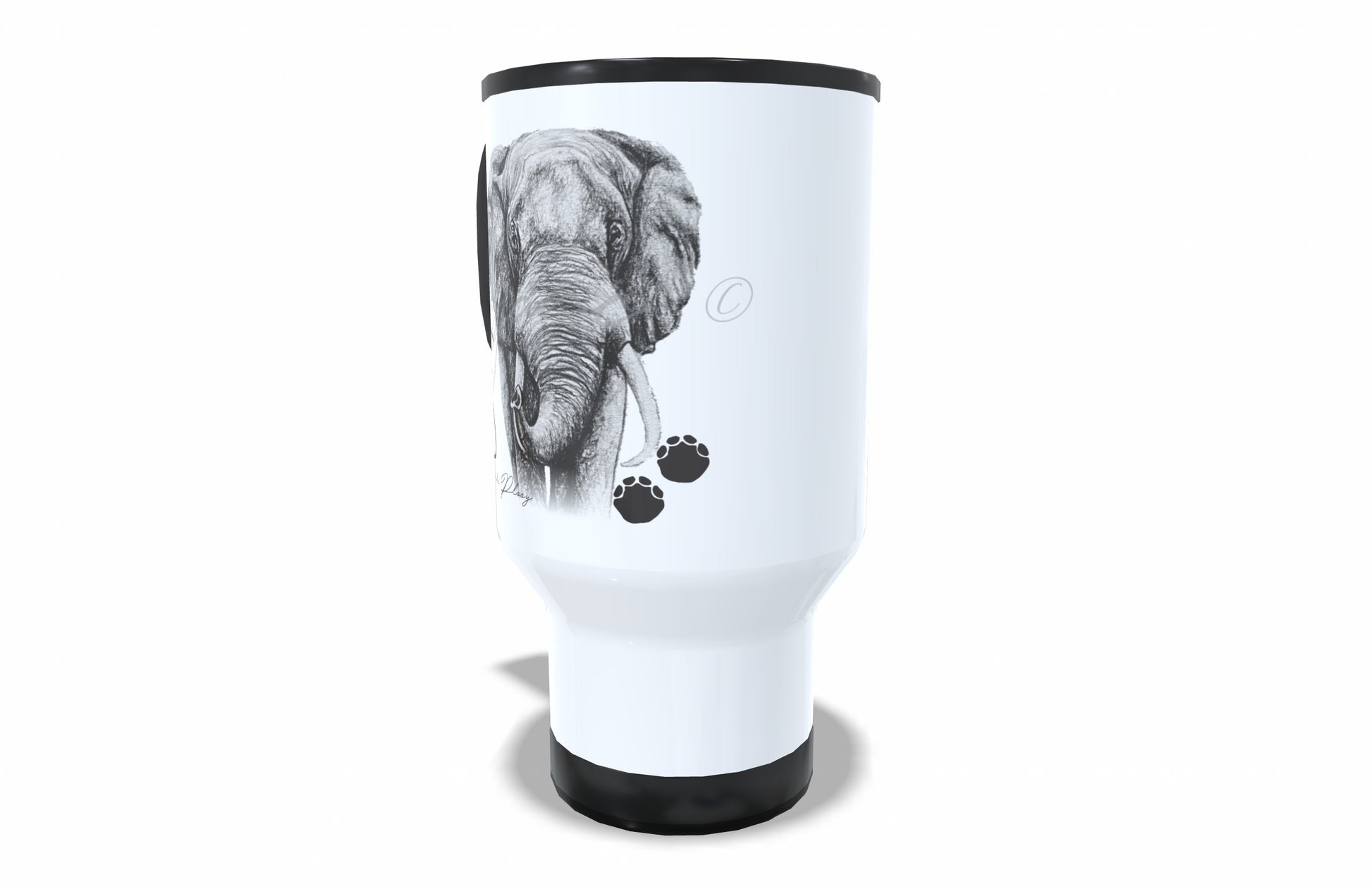 Elephant Stainless Steel Travel Mug right view - Hand-Drawn by Casjané du Plooy Art