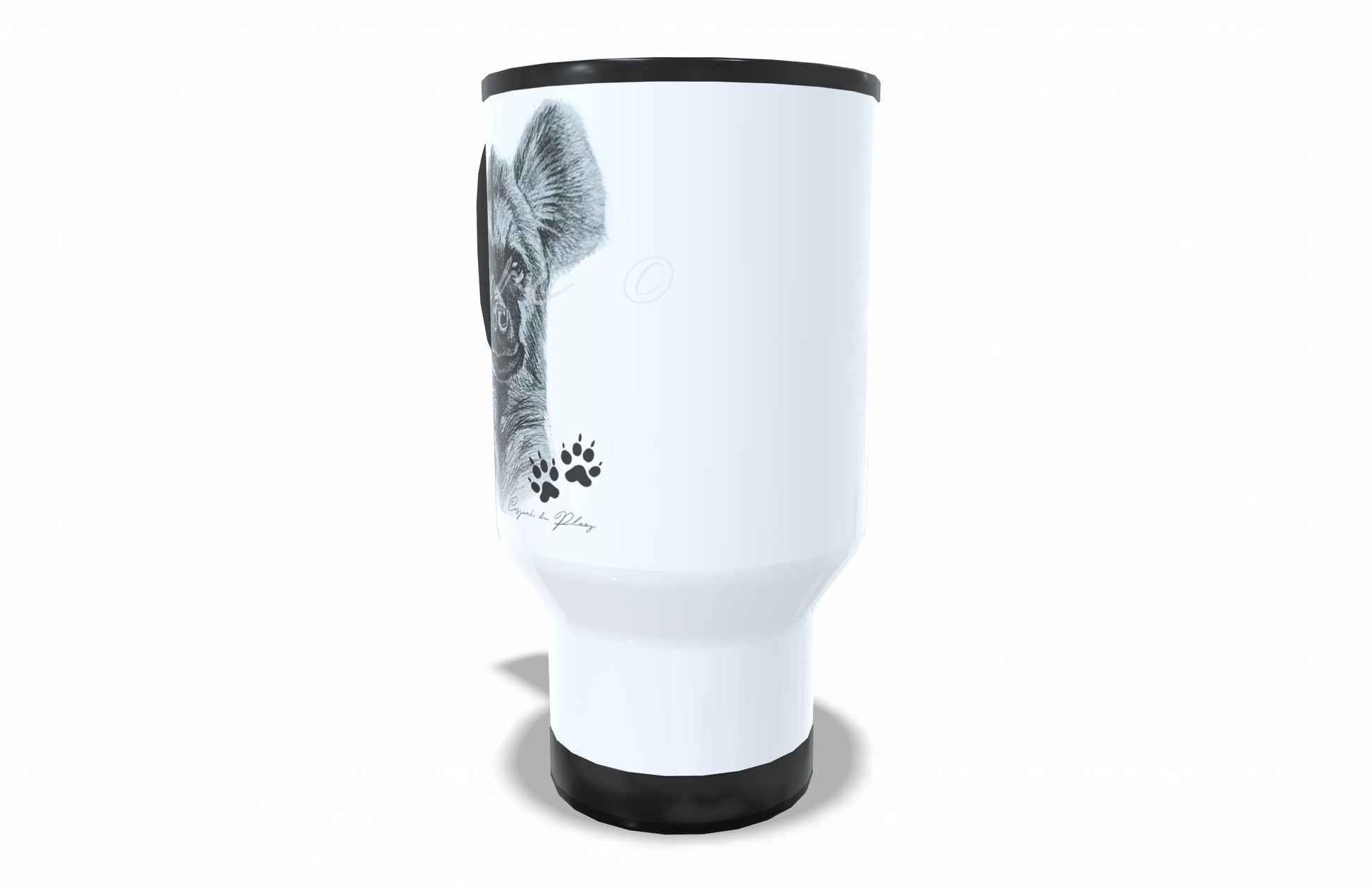 Hyena Stainless Steel Travel Mug right view - Hand-Drawn by Casjané du Plooy Art