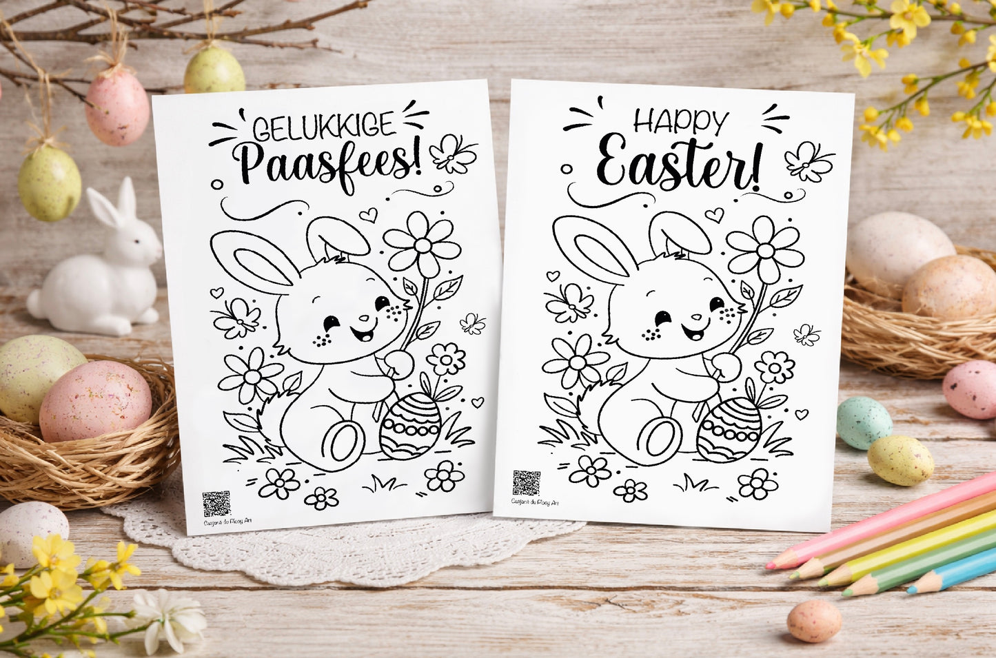 Easter Coloring Pages – A4 Printable JPEG | Instant Download 🐰