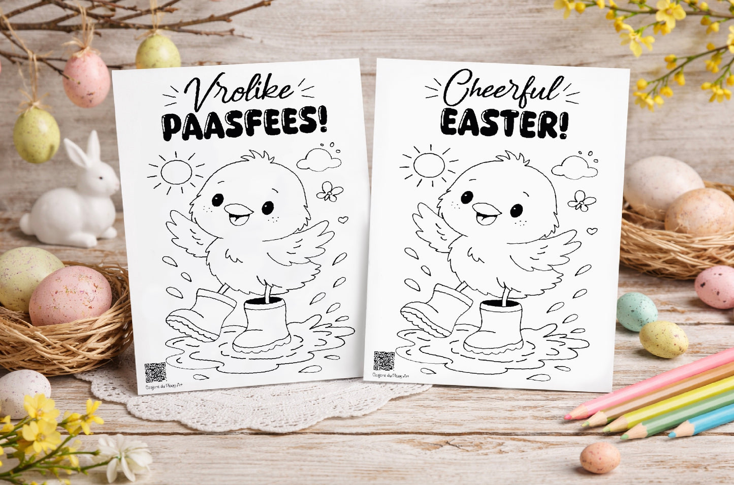 Easter Coloring Pages – A4 Printable JPEG | Instant Download