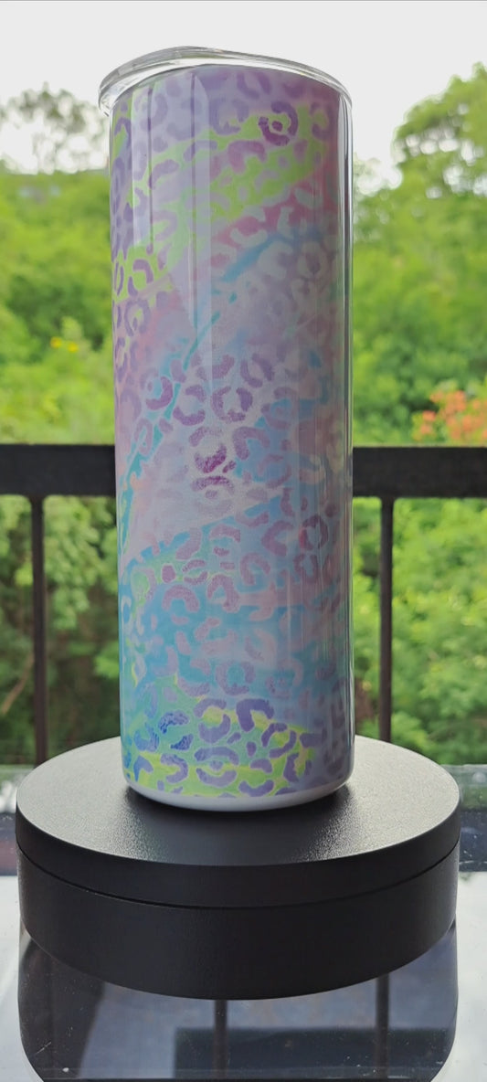 20oz Neon Leopard Print Shimmer Tumbler