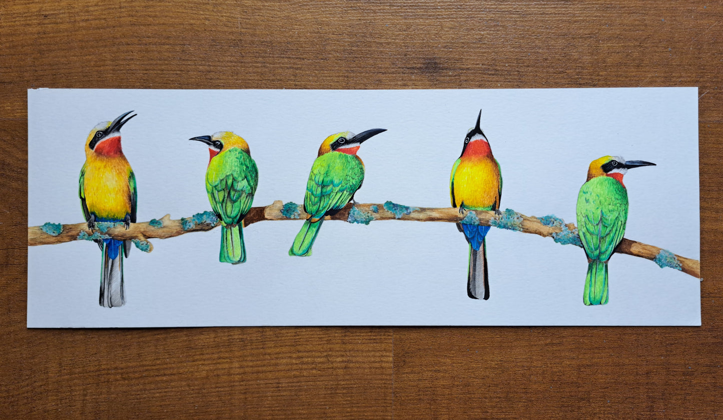 Morning Council  – Original hand painted watercolor (420 × 148 mm)