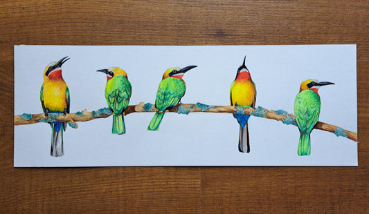 Morning Council  – Original hand painted watercolor (420 × 148 mm)