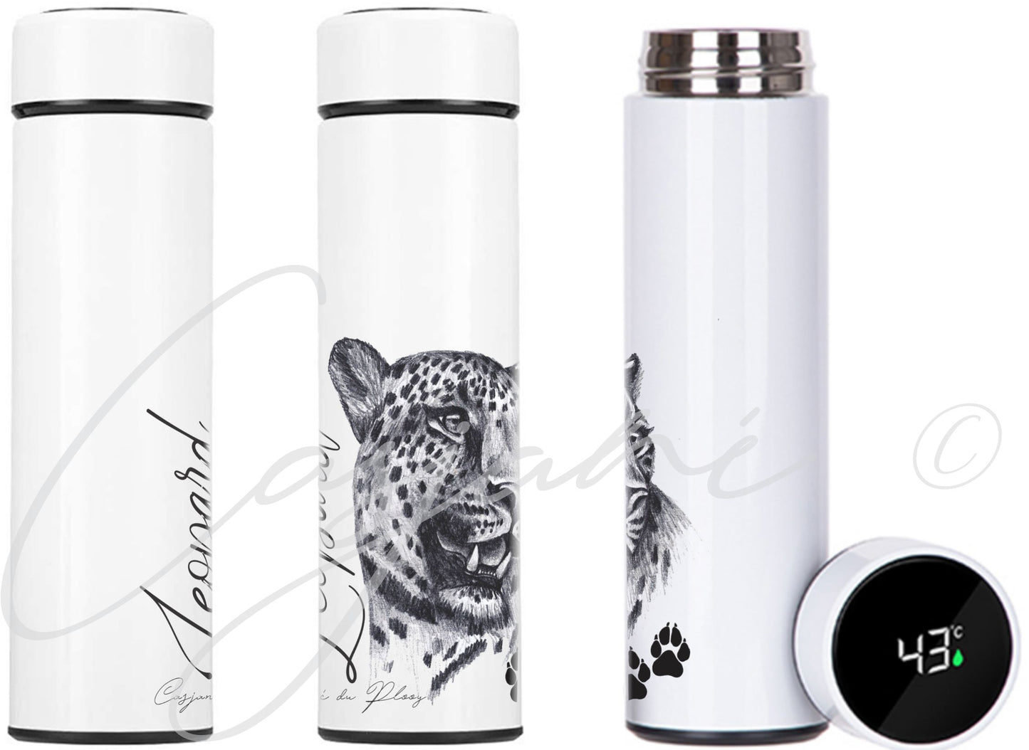 Leopard 450ml Thermal flask - Casjané du Plooy Art